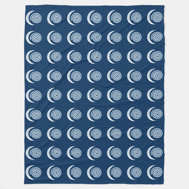 Silver Moon Spiral auf dunkelblau Fleecedecke (Vorderseite)
