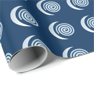 Silver Moon Spiral auf dunkelblau Geschenkpapier