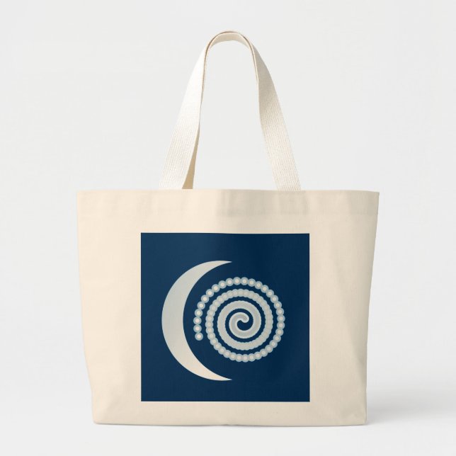 Silver Moon Spiral auf dunkelblau Jumbo Stoffbeutel (Vorne)