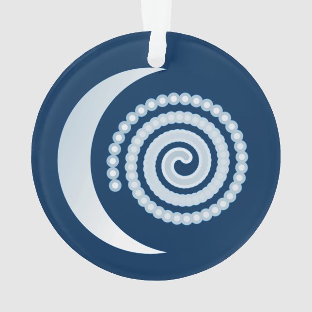 Silver Moon Spiral auf dunkelblau Ornament (Rückseite)