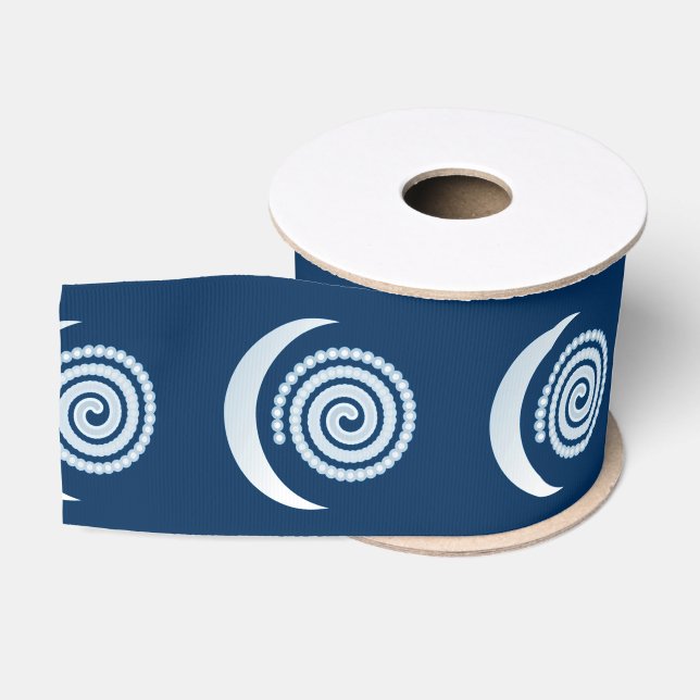 Silver Moon Spiral auf dunkelblau Ripsband (Spule)