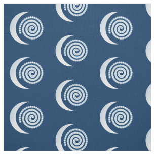 Silver Moon Spiral auf dunkelblau Stoff