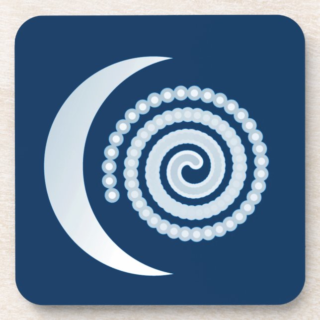 Silver Moon Spiral auf dunkelblau Untersetzer (Vorderseite)