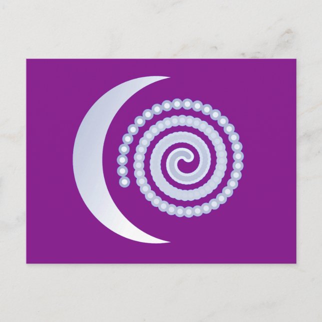 Silver Moon Spiral auf lila Postkarte (Vorderseite)