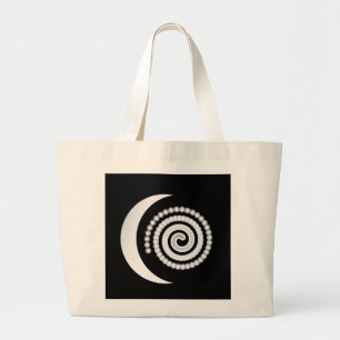 Silver Moon Spiral auf schwarz Jumbo Stoffbeutel