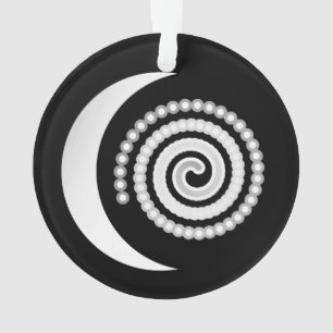 Silver Moon Spiral auf schwarz Ornament