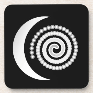 Silver Moon Spiral auf schwarz Untersetzer