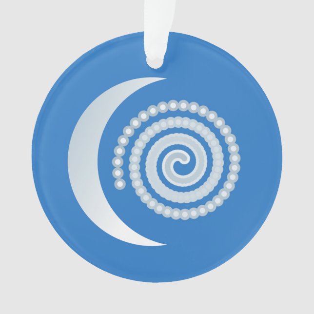 Silver Moon Spiral auf tiefblau Ornament (Vorderseite)