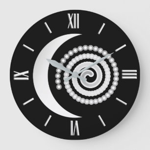 Silver Moon Spiral Große Wanduhr