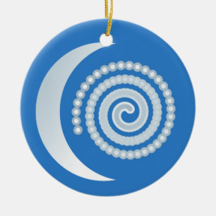 Silver Moon Spiral Keramik Ornament