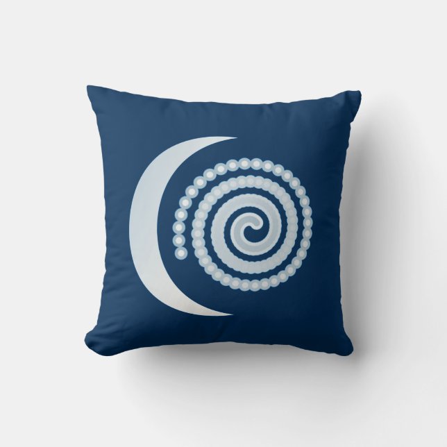 Silver Moon Spiral on indigo Kissen (Vorderseite)