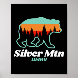 Silver Mountain Idaho Skifahren Snowboarden Bär Poster