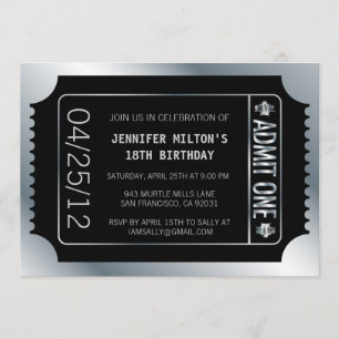 Silver Movie Ticket Einladung