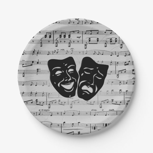 Silver Music and Theatermasken Pappteller (Vorderseite)