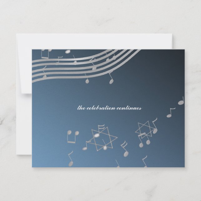 Silver Music Bar Mitzvah/Empfang Card Einladung (Vorderseite)