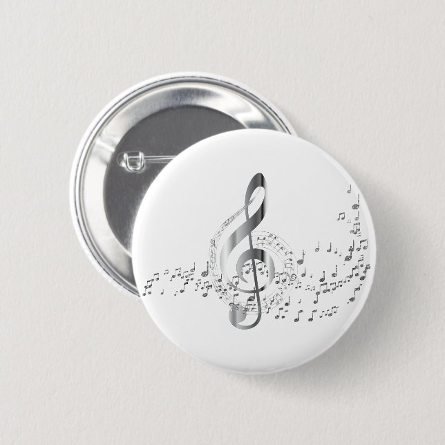 Silver Musiknotens Button (Vorne & Hinten)