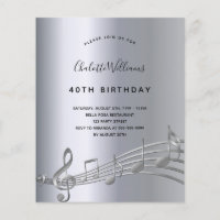 Silver Musiknotens - Einladung zum Geburtstag