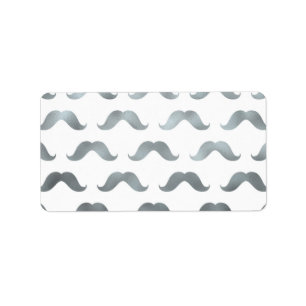 Silver Mustache Imitate Foil Metallic Mustaches Wh Adressaufkleber