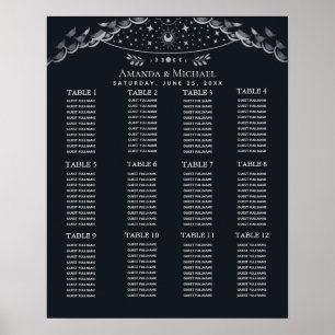 Silver Mystical Tarot Wedding Chart Poster