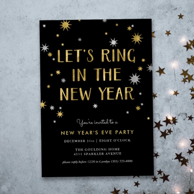 Silver n Gold Starburst New Year Party Invitation Einladung (Von Creator hochgeladen)