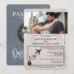 Silver Nashville Passport Wedding Einladung
