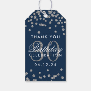 Silver Navy Blau Vielen Dank 30. Geburtstag Confet Geschenkanhänger