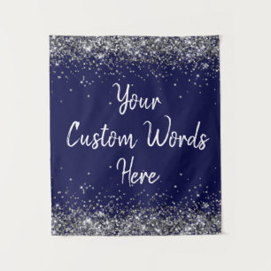 Silver Navy Blue Birthday Party Foto Stand Prop Wandteppich