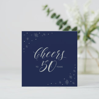 Silver Navy Blue Cheers 50. Geburtstagsparty Squar Einladung