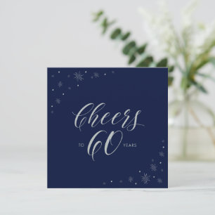 Silver Navy Blue Cheers 60. Geburtstagsparty Squar Einladung