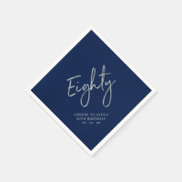 Silver Navy Blue Cheers 80. Geburtstagsparty