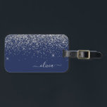 Silver Navy Blue Glitzer Giron Monogram Name Gepäckanhänger<br><div class="desc">Monogram Name und Initial Pillow,  silber und blau glänzender Glitzer. Das Kissen macht den perfekten 16 Geburtstag,  Hochzeit,  Brautparty,  Babydusche oder Junggeselinnen-Abschied Geschenk für jemanden,  der sein Zimmer stilvoll dekoriert.</div>