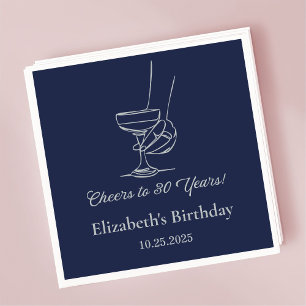 Silver & Navy Cheers bis 30 Jahre Geburtstag Napki Serviette