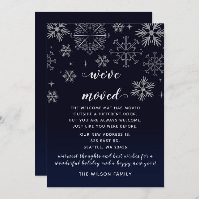 Silver Navy Schneeflocken Wir haben Holiday Cards  (Vorne/Hinten)