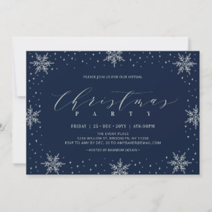 Silver & Navy Winter Virtual Christmas Party Einladung