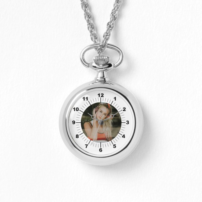 Silver Necklace Watch - Personalisiert Armbanduhr (Vorderseite)