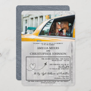 Silver New York City Passport Wedding Einladung