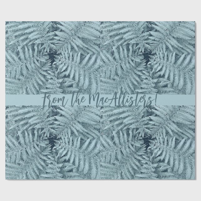 SILVER NEW ZEALAND LEAFN FERN PERSONALISIERT KIWI  GESCHENKPAPIER (Flach)