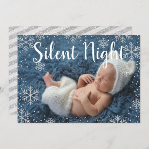 Silver Night Silver Snowflakes Holiday Baby Geburt Einladung