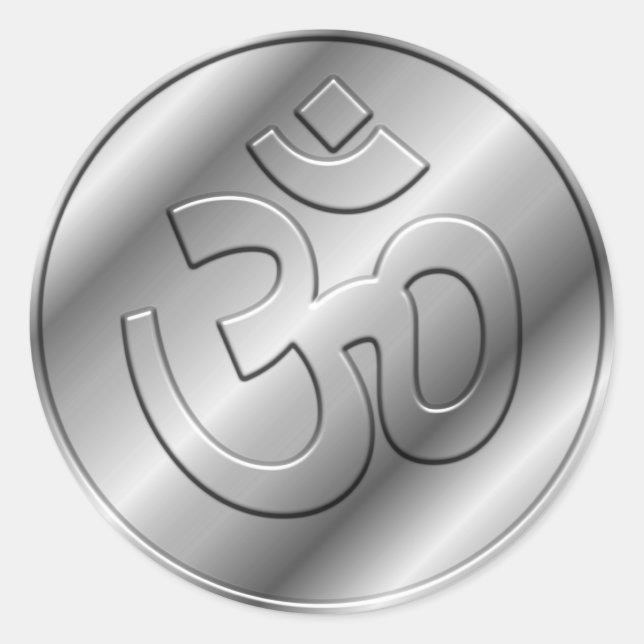 Silver Om Sign Runder Aufkleber (Vorderseite)