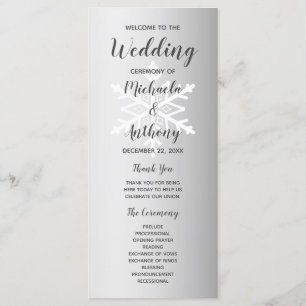 Silver Ombre Snowflake Winter Wedding Programm