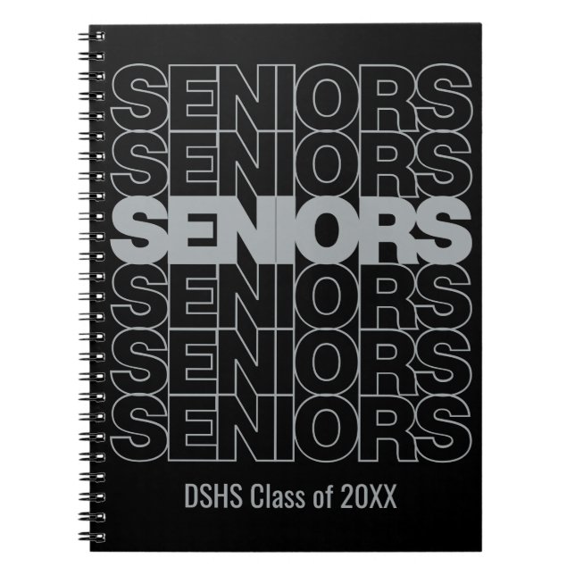 Silver on Black Seniors Seniors Seniors Notebook Notizblock (Vorderseite)