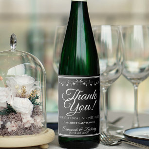 Silver on Black Wedding Wine Flasche Tag Vielen Da Weinetikett