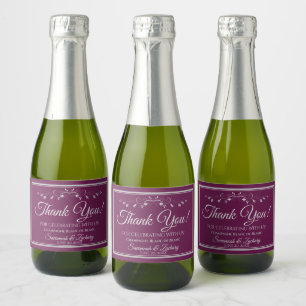 Silver on Cassis Wedding Danke Mini Flasche