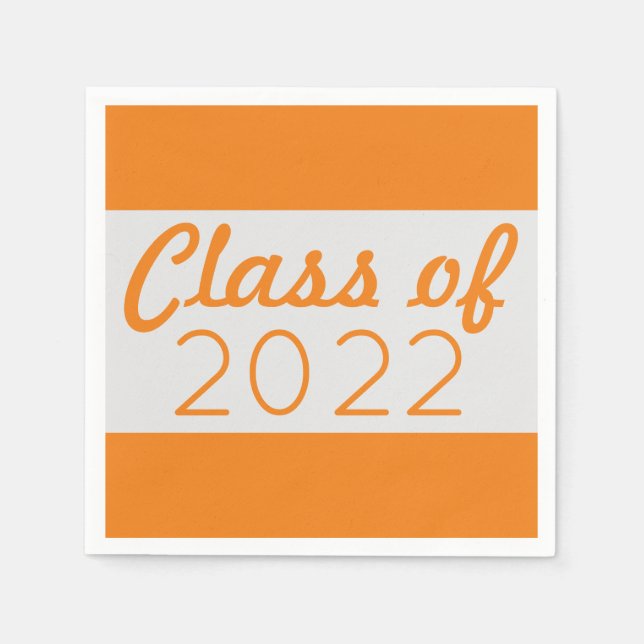 Silver & Orange Class Year Abschluss Serviette (Vorderseite)