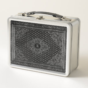 Silver Ornam. Metal Lunch Box mit den Initialen