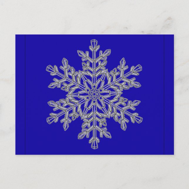 Silver Overlay Snowflake auf Cobalt Blue Postkarte (Vorderseite)