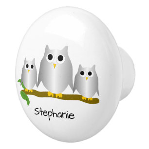 Silver Owl Design Personalisiert Keramikknauf