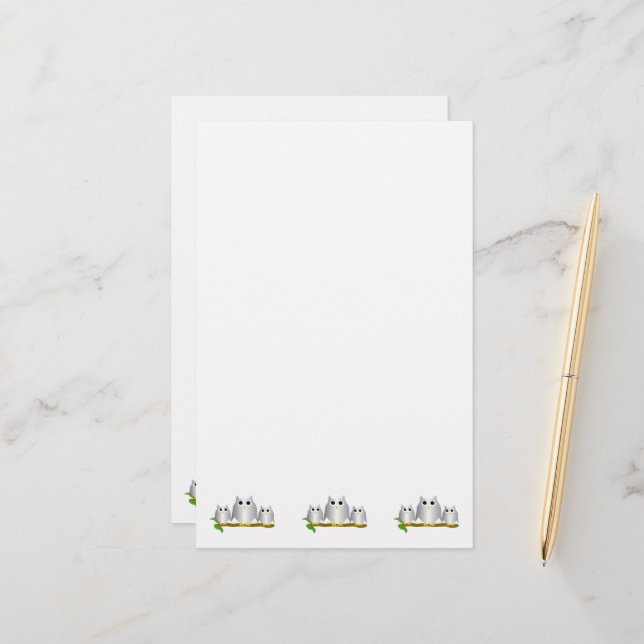Silver Owls Design Briefpapier (Vorderseite/Rückseite Beispiel)