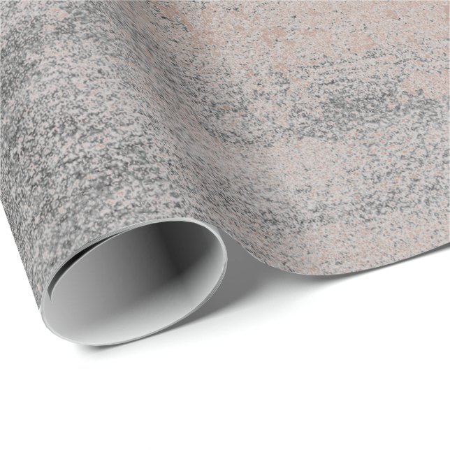 Silver Paint Industrial Cement Grau Rose Gold Geschenkpapier (Rolleneckpunkt)