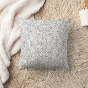 Silver Paisley Throw Kissen